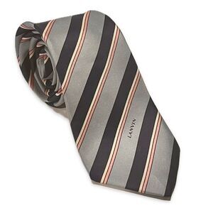 Lanvin Men's Tie in Gray and Pink Stripes